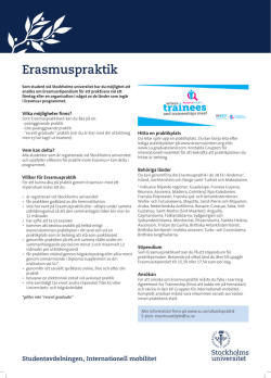 Erasmuspraktik - Stockholms universitet