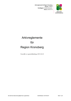 Arkivreglemente för Region Kronoberg