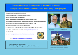 Veterangudstjänst på FN-dagen den 24 oktober kl.11:00 med