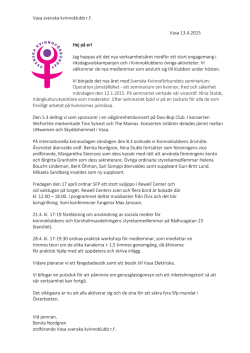 Medlemsbrev 1/2015, Vasa svenska kvinnoklubb r.f.