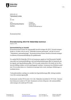 &Aring;rsredovisning 2014 f&ouml;r S&ouml;dert&auml;lje kommun