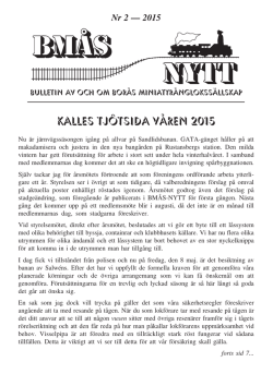 BMÅS-NYTT Nr 2 2015 - Borås Miniatyrånglokssällskap