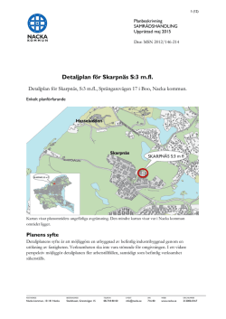 Detaljplan för Skarpnäs S:3 med flera, ändring. Nacka kommun.