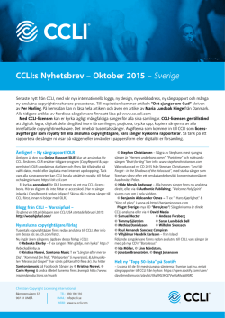 CCLI:s Nyhetsbrev – Oktober 2015 – Sverige