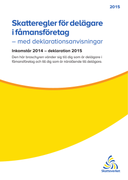 2015 Skatteregler f&ouml;r del&auml;gare i f&aring;mansf&ouml;retag