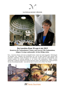 Det katolska Rom 30 sept-4 okt 2015