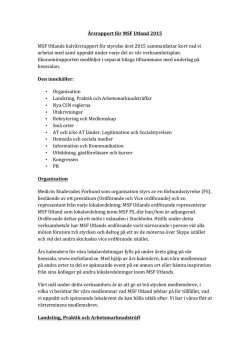Bilaga 2 – MSF Utlands Årsrapport 2015