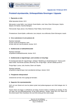 Protokoll 2013-02-19 - Utrikespolitiska föreningen i Uppsala