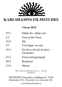 KARLSHAMNS FILMSTUDIO Våren 2015