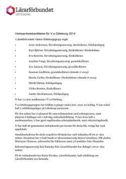 Verksamhetsberättelse för V:a Göteborg 2014