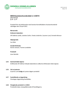Assistanshundsrådet, protokoll 2-2015