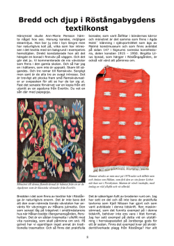 Bredd och djup i Röstångabygdens textilkonst