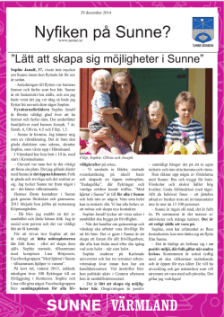 Nyhetsbrev från Sunne, nr 3 2014