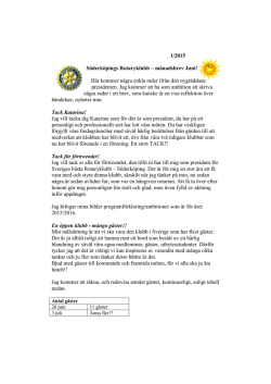 1/2015 Söderköpings Rotaryklubb – månadsbrev Juni! Här kommer