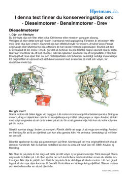 Dieselmotorer · Bensinmotorer · Drev