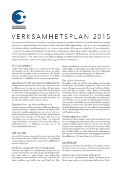 VERKSAMHETSPLAN 2015 - Hållbar Utveckling Skåne