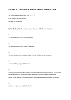Protokoll fört vid årsmöte år 2015 i AstraZeneca Seniorerna Lund