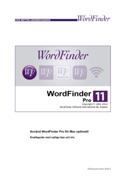 WordFinder Pro för Mac Snabbguide