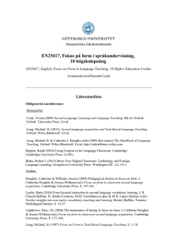 EN2M17, Fokus på form i språkundervisning, 10 högskolepoäng