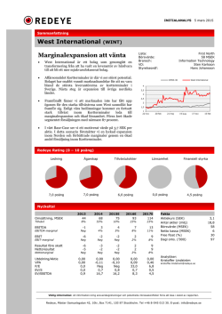 Marginalexpansion att vänta West International (WINT)