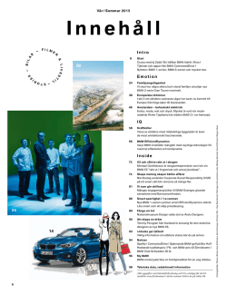 BMW Magasin Innehållsförteckning till numret vår/sommar 2015 av