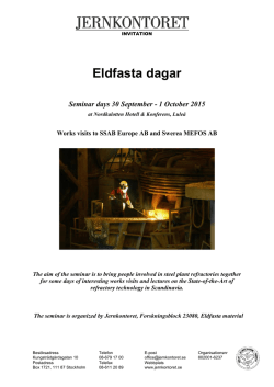 Eldfasta dagar Seminar days 30 September - 1