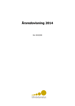 Tillväxtanalys årsredovisning 2014