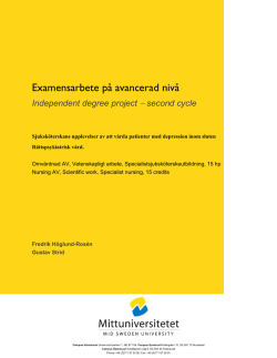 Sjuksköterskans upplevelser av att vårda patienter med depression