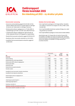 Delårsrapport första kvartalet 2015