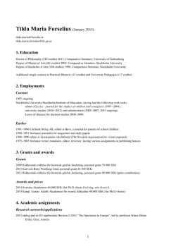 CV with publication list in English