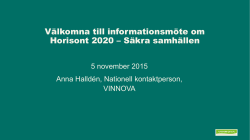 Välkomna till informationsmöte om Horisont 2020 – Säkra