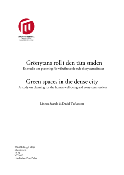 Grönytans roll i den täta staden Green spaces in the dense