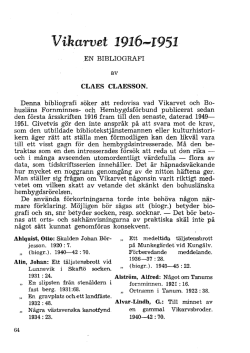 Bibliografi Vikarvet årsböcker 1916