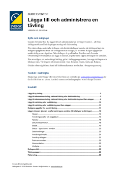 Guide: Lägga till och administrera en tävling - Eventor