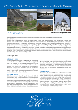 Kloster och kulturresa till Solovetsk och Karelen