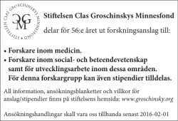 Stiftelsen Clas Groschinskys Minnesfond delar för 56:e året ut