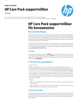 HP Care Pack supportvillkor HP Care Pack supportvillkor för
