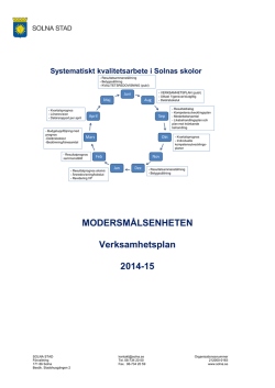MODERSMÅLSENHETEN Verksamhetsplan 2014-15