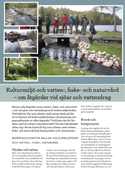Kulturmiljö och vatten-, fiske- och naturvård – om åtgärder vid sjöar