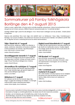 Sommarkurser på Fornby folkhögskola Borlänge den 4