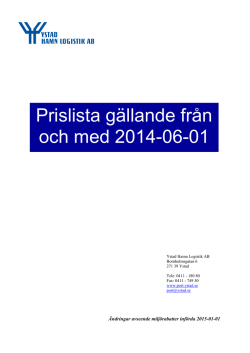 Hämta Prislista gällande fr.o.m. 2014-06-01 med