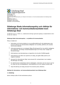 Informationspolicy och riktlinjer for Göteborgs Stad