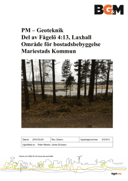 PM – Geoteknik Del av Fågelö 4:13, Laxhall Område för