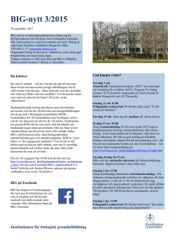 BIG-nytt 3/2015 - Stockholms universitet