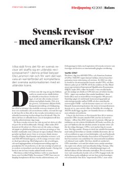 Svensk revisor – med amerikansk CPA?