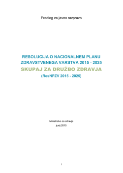Resolucija nacionalnega plana zdravstvenega varstva 2015 – 2025