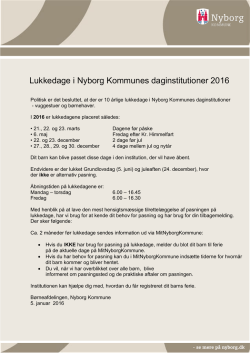 Lukkedage 2016 - Nyborg Kommune