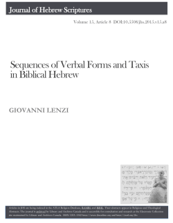 Sequences of Verbal Forms and Taxis in Biblical Hebrew