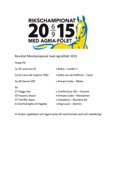 Resultat Rikschampionat med Agriafölet 2015