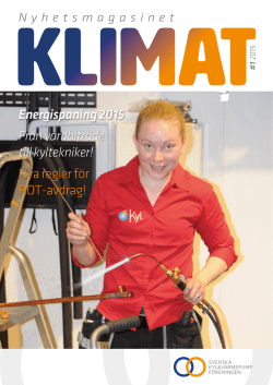 KLIMAT nr 1 2015 - Svenska Kyl & Värmepumpföreningen